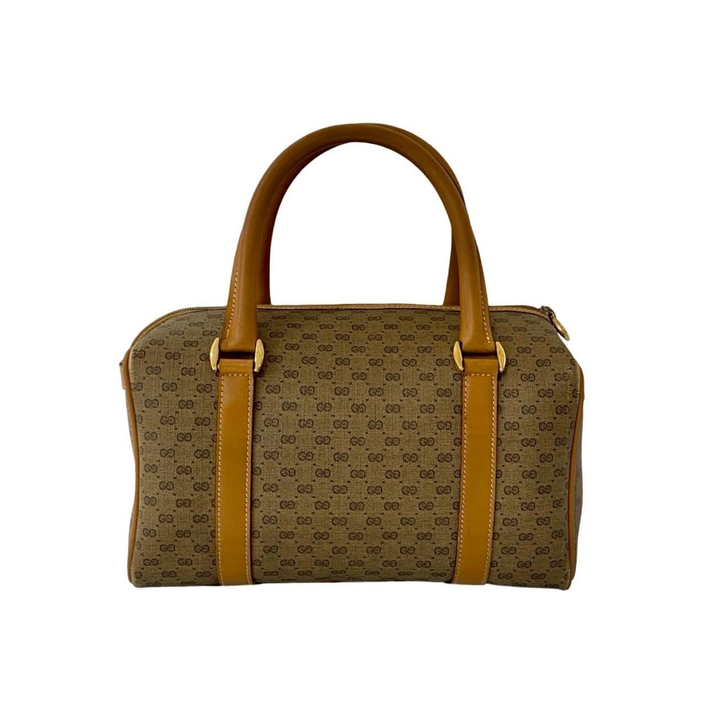 Gucci Brown Leather Pvc Boston Bag Handbag ( )
