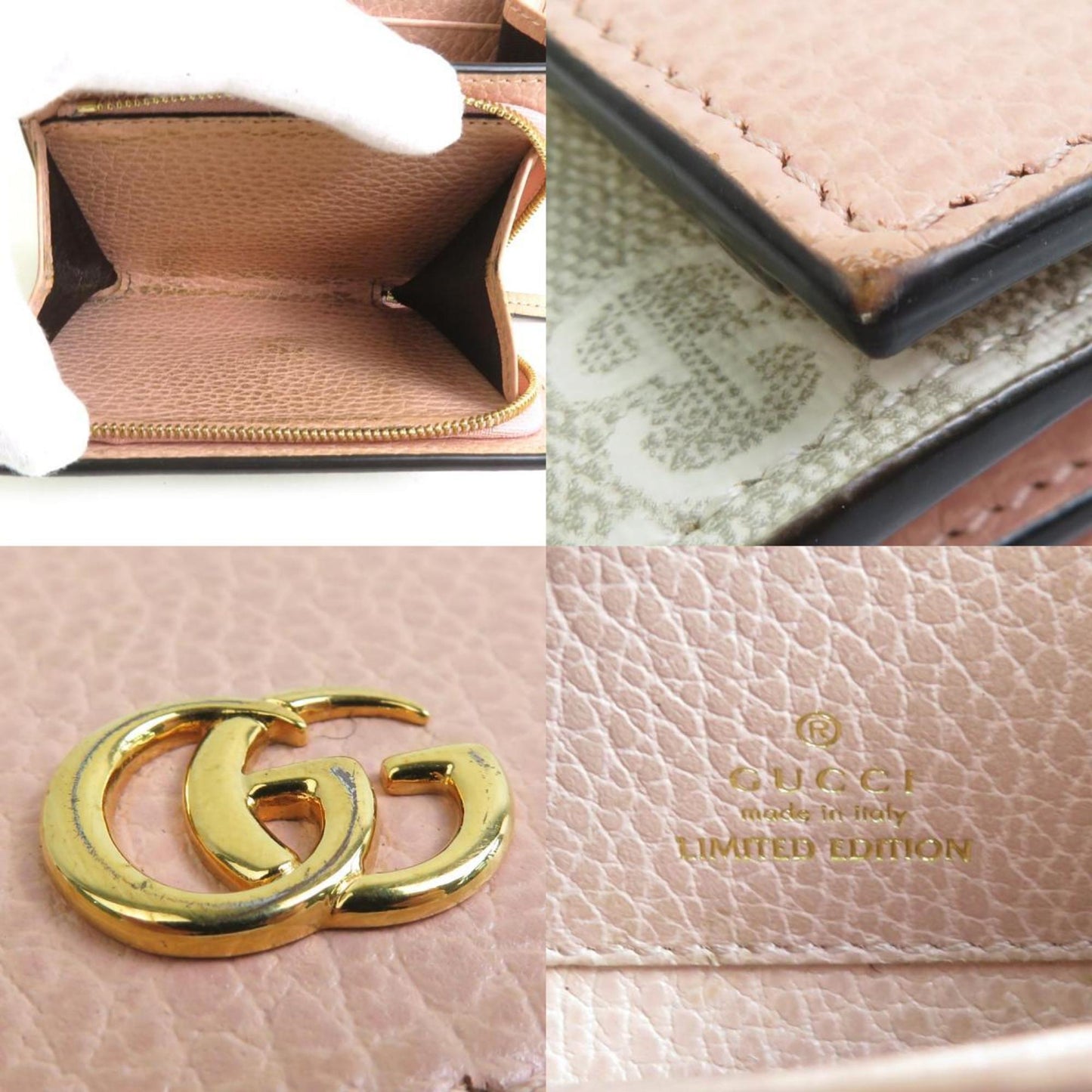 Gucci Beige Pink Leather Wallet (Bi-Fold) ( )