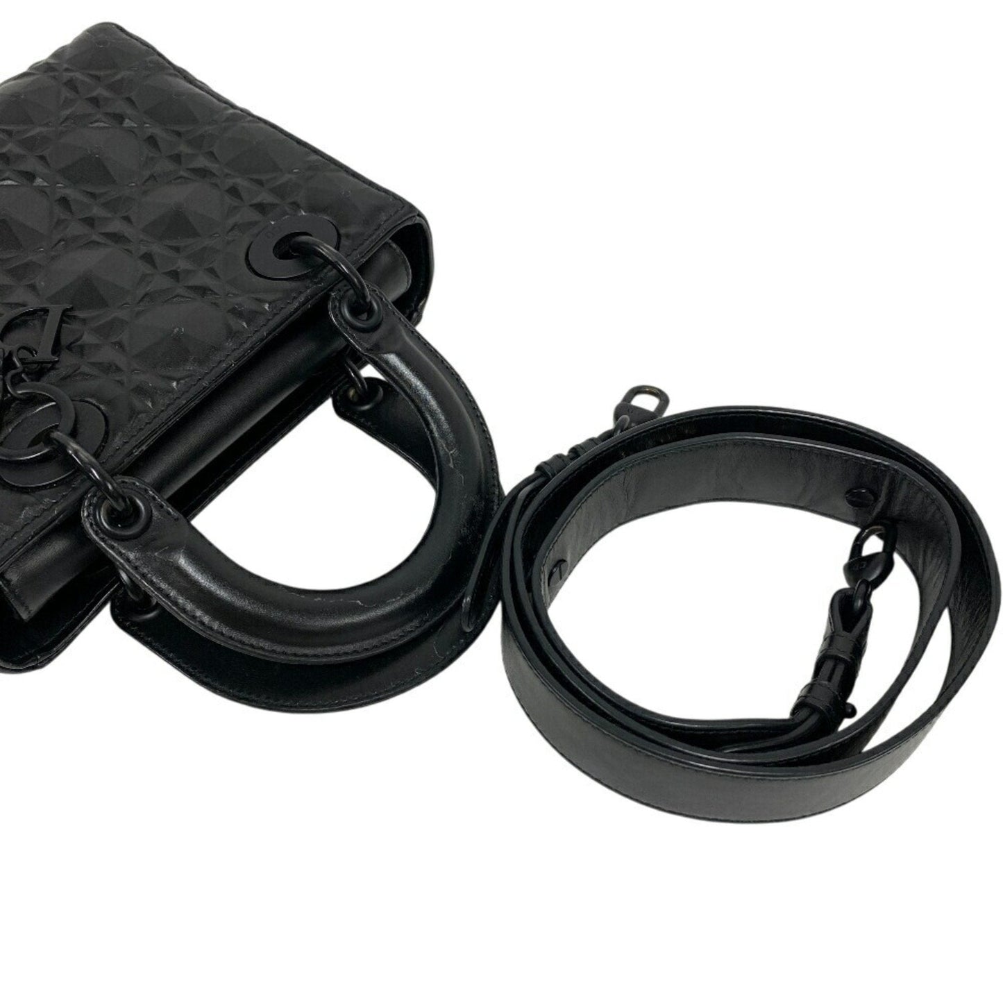 Christian Dior Black Leather Handbag Shoulder Bag ()