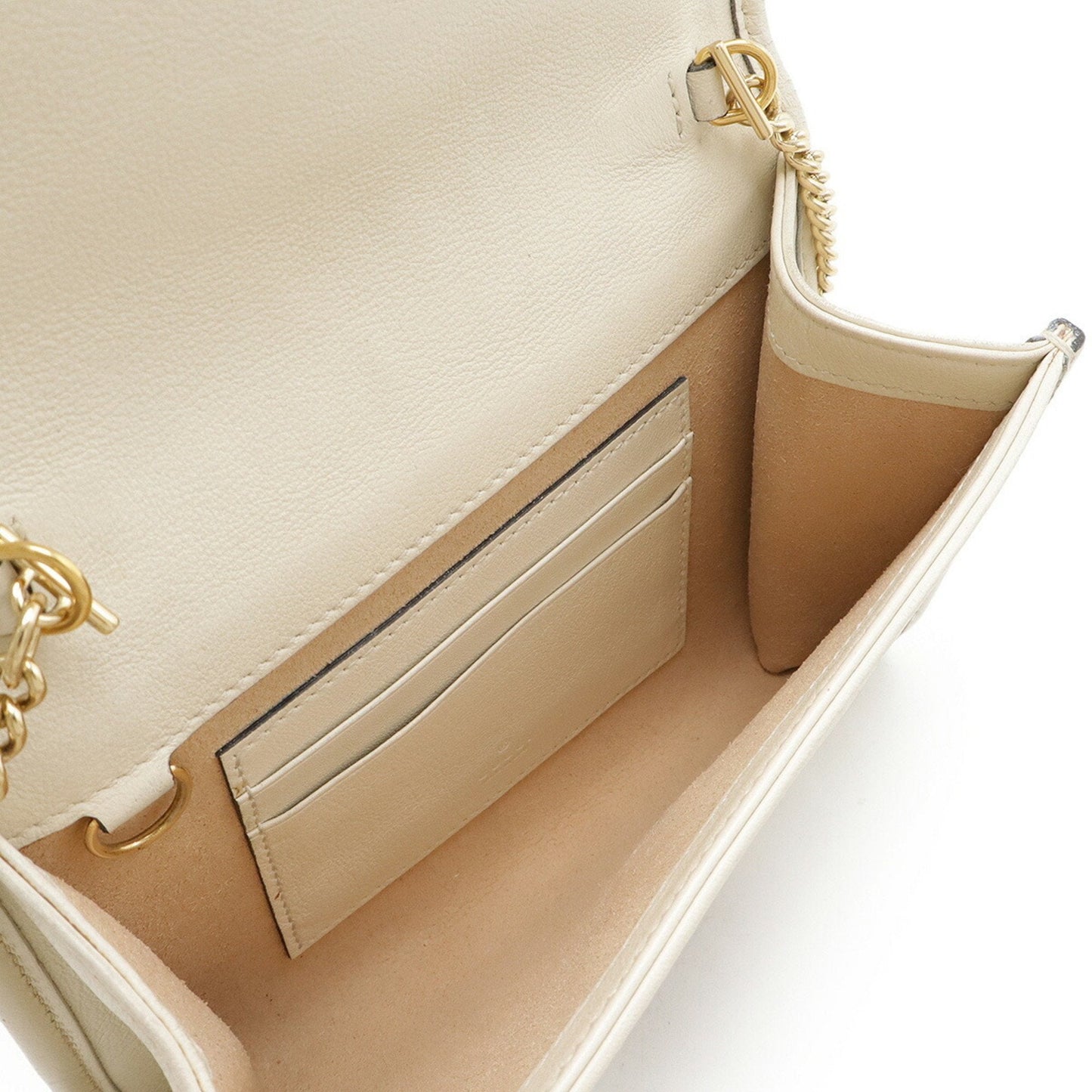Gucci Ivory Navy Red Color Leather Clutch Bag Shoulder Bag ( )