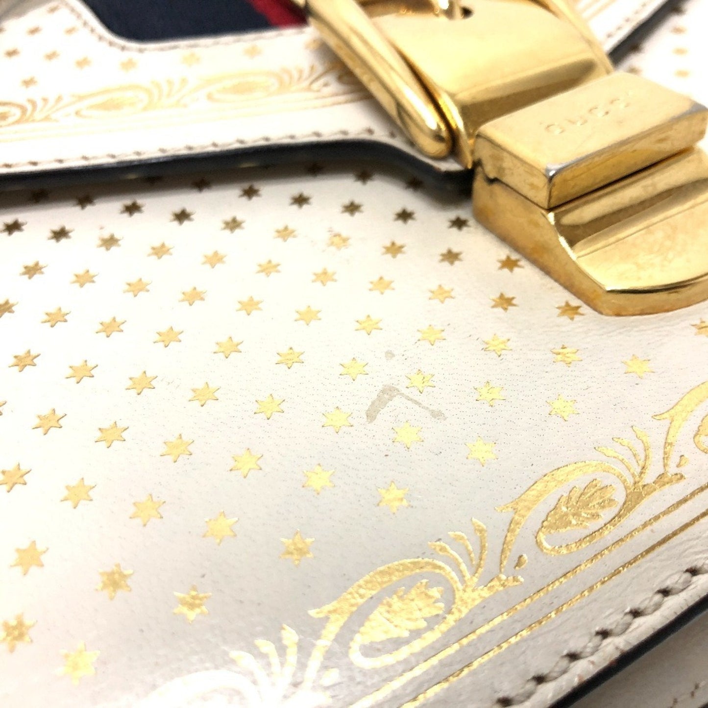 Gucci Blue White Leather Handbag Shoulder Bag ( )