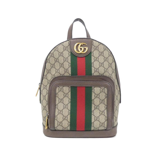 Gucci Beige Brown Gg Supreme Leather Backpack ( )