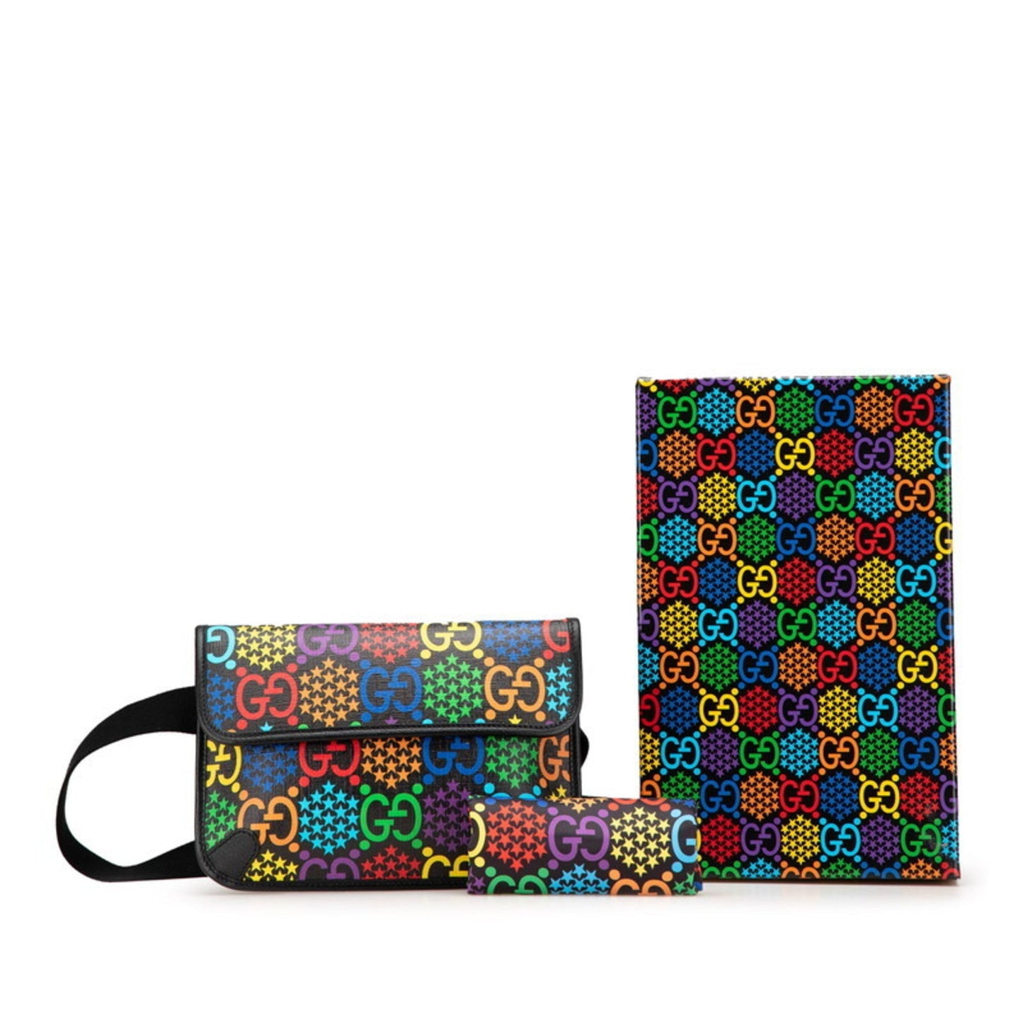 Gucci Black Multi-Color Pvc Leather Sling Bag ( )