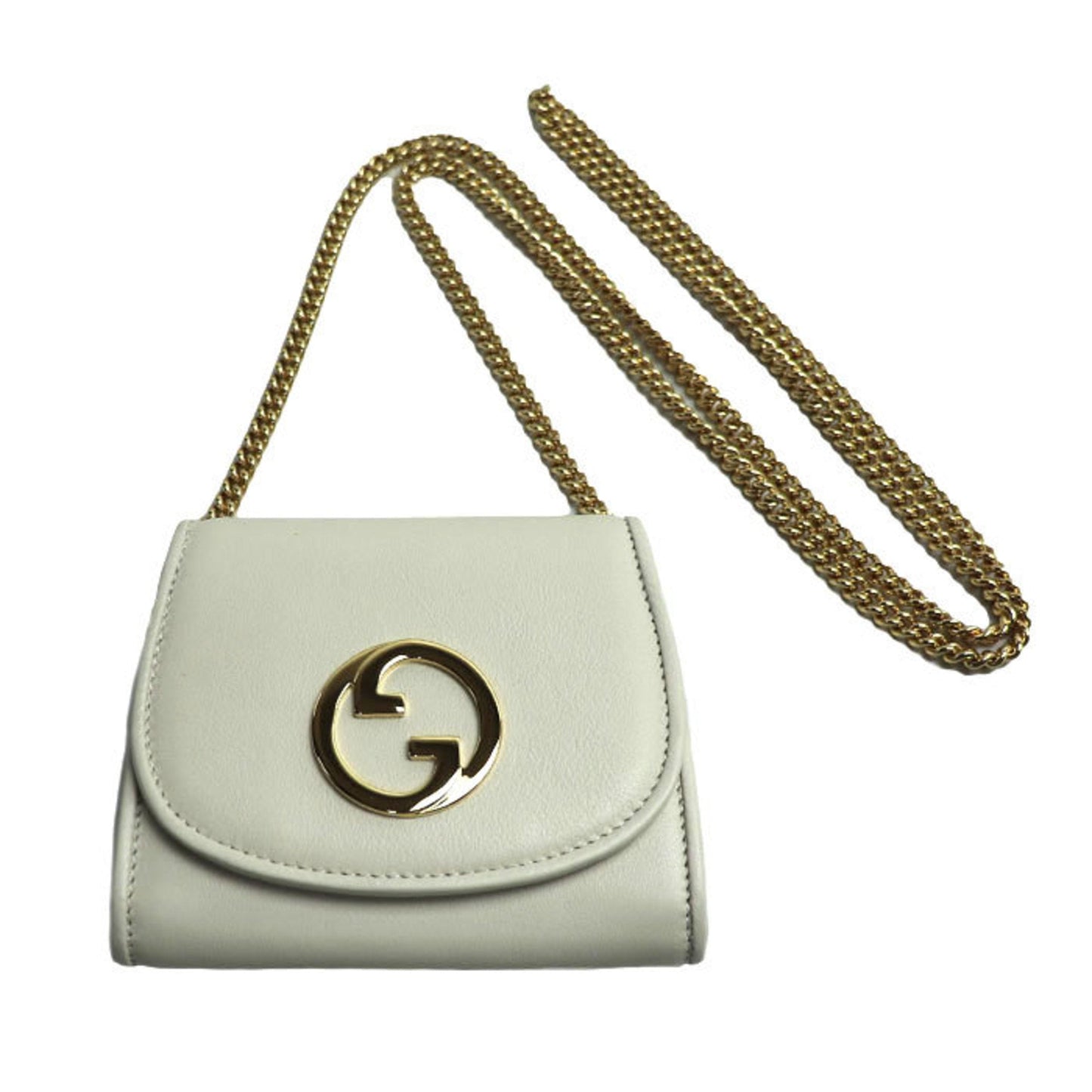 Gucci White Leather Chain/Shoulder Wallet ( )