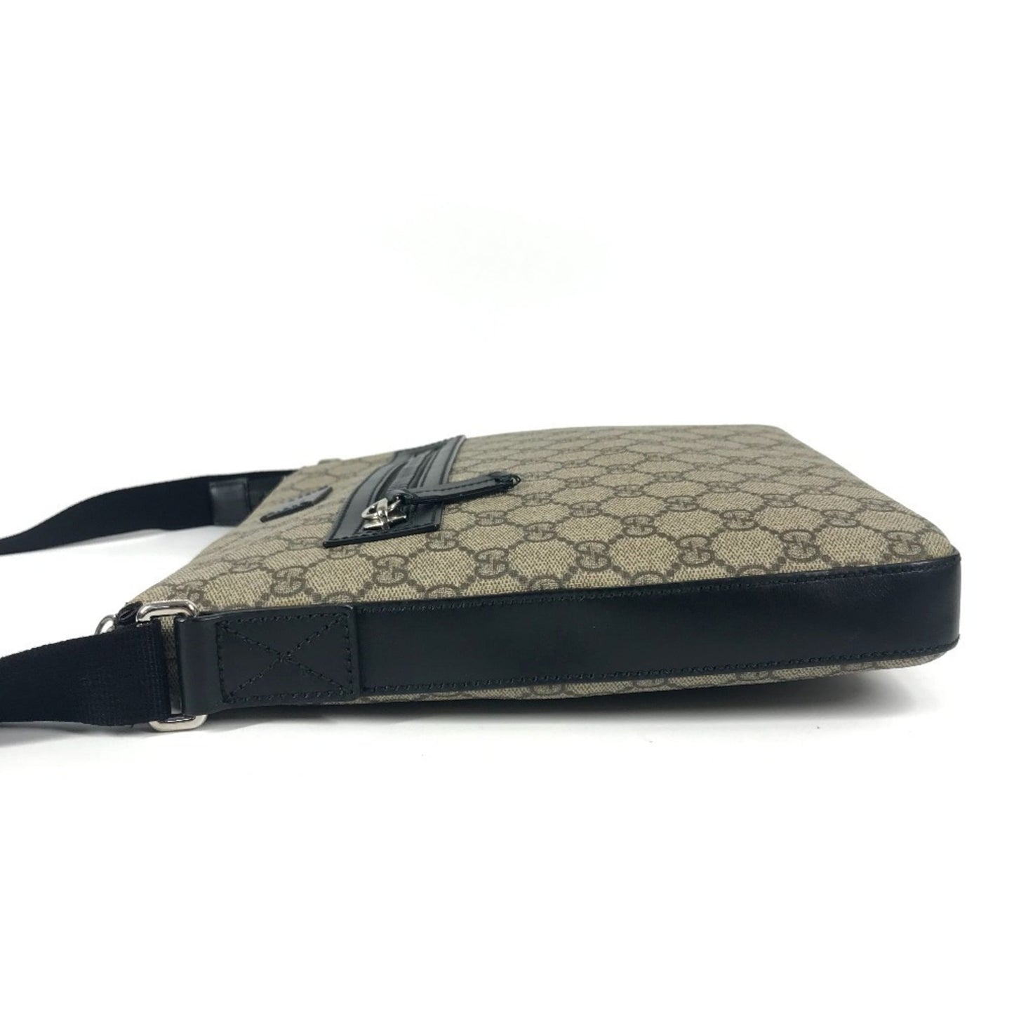 Gucci Beige Black Gg Supreme Leather Messenger Bag Shoulder Bag ( )