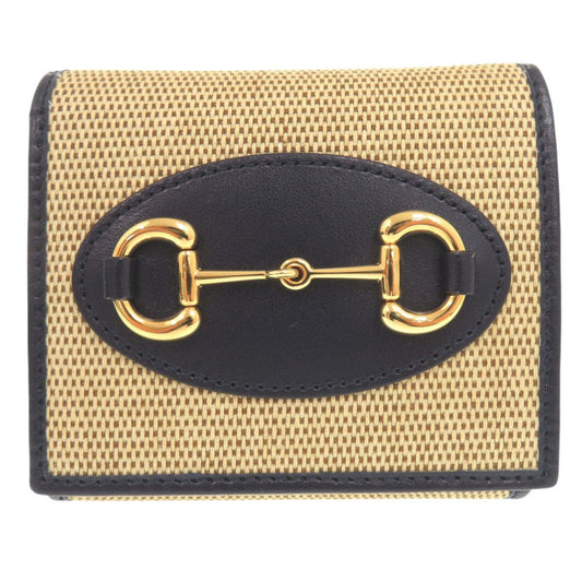 Gucci Beige Navy Canvas Leather Wallet (Bi-Fold) ( )