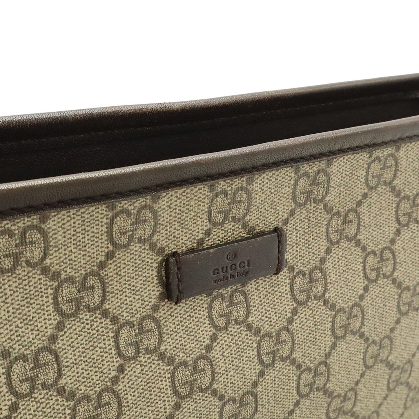 Gucci Beige Dark Brown Gg Supreme Leather Shoulder Bag ( )
