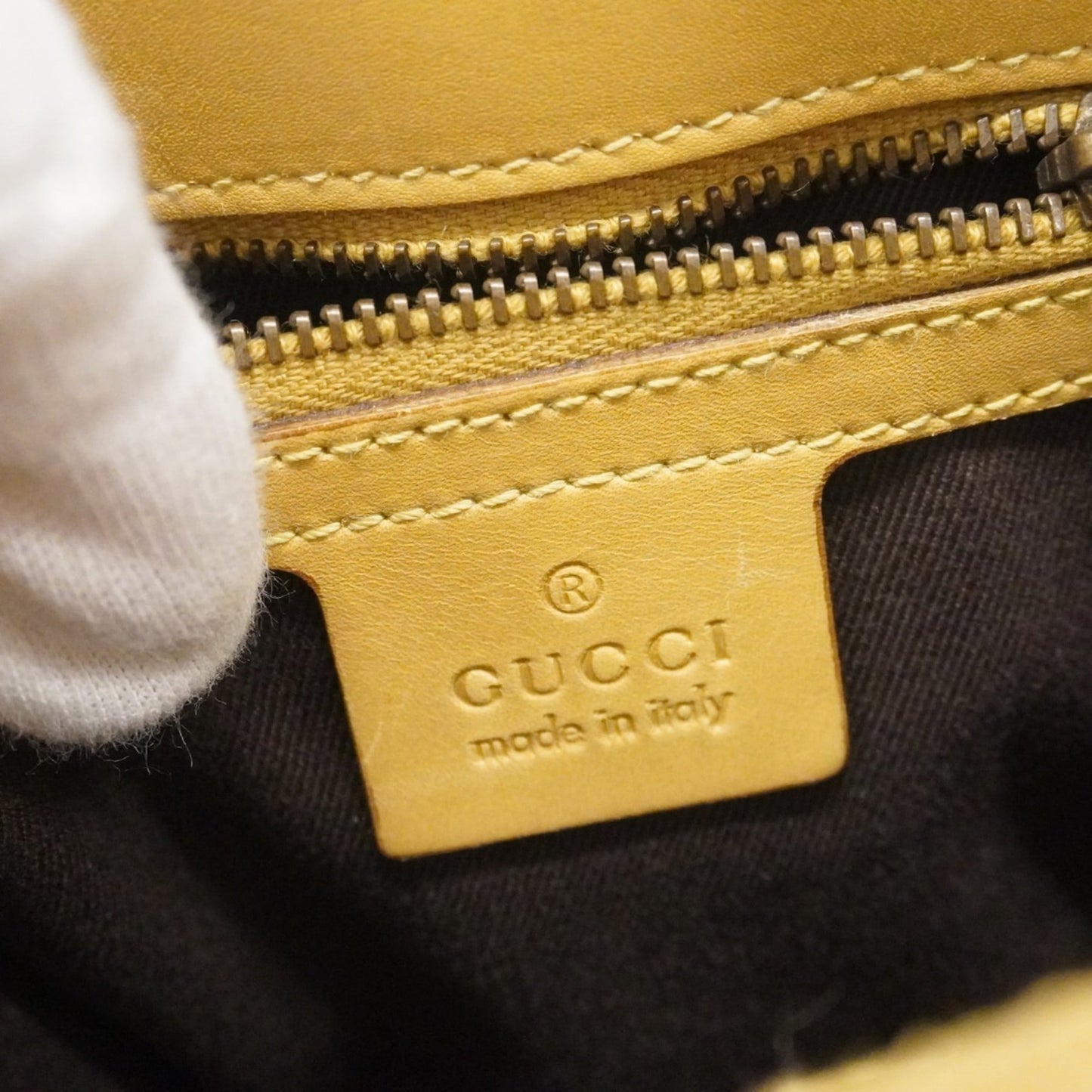 Gucci Beige Yellow Canvas Leather Shoulder Bag ( )