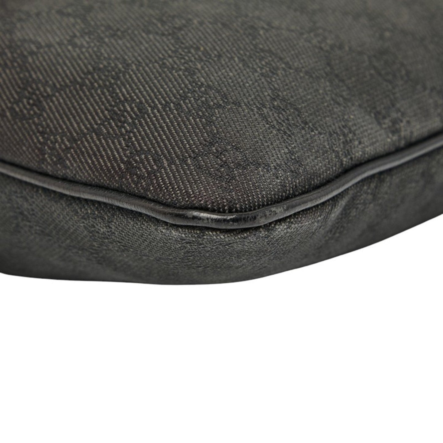 Gucci Black Canvas Leather Shoulder Bag Tote Bag ( )