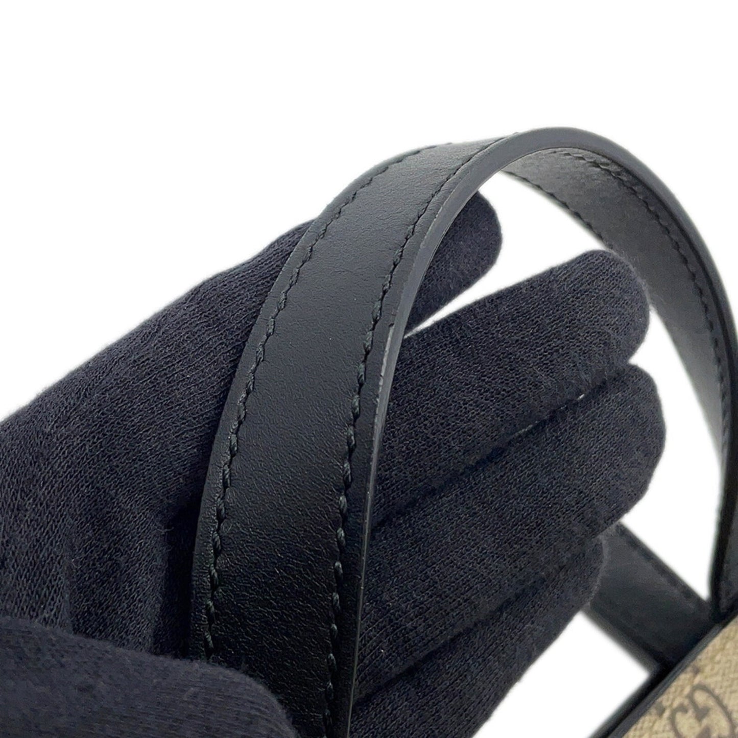 Gucci Beige Black Gg Supreme Leather Tote Bag ( )