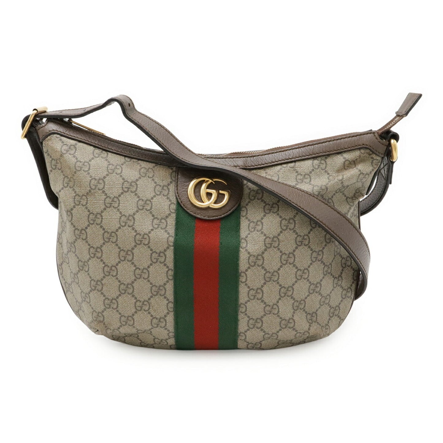 Gucci Beige Brown Green Red Color Gg Supreme Leather Shoulder Bag ( )