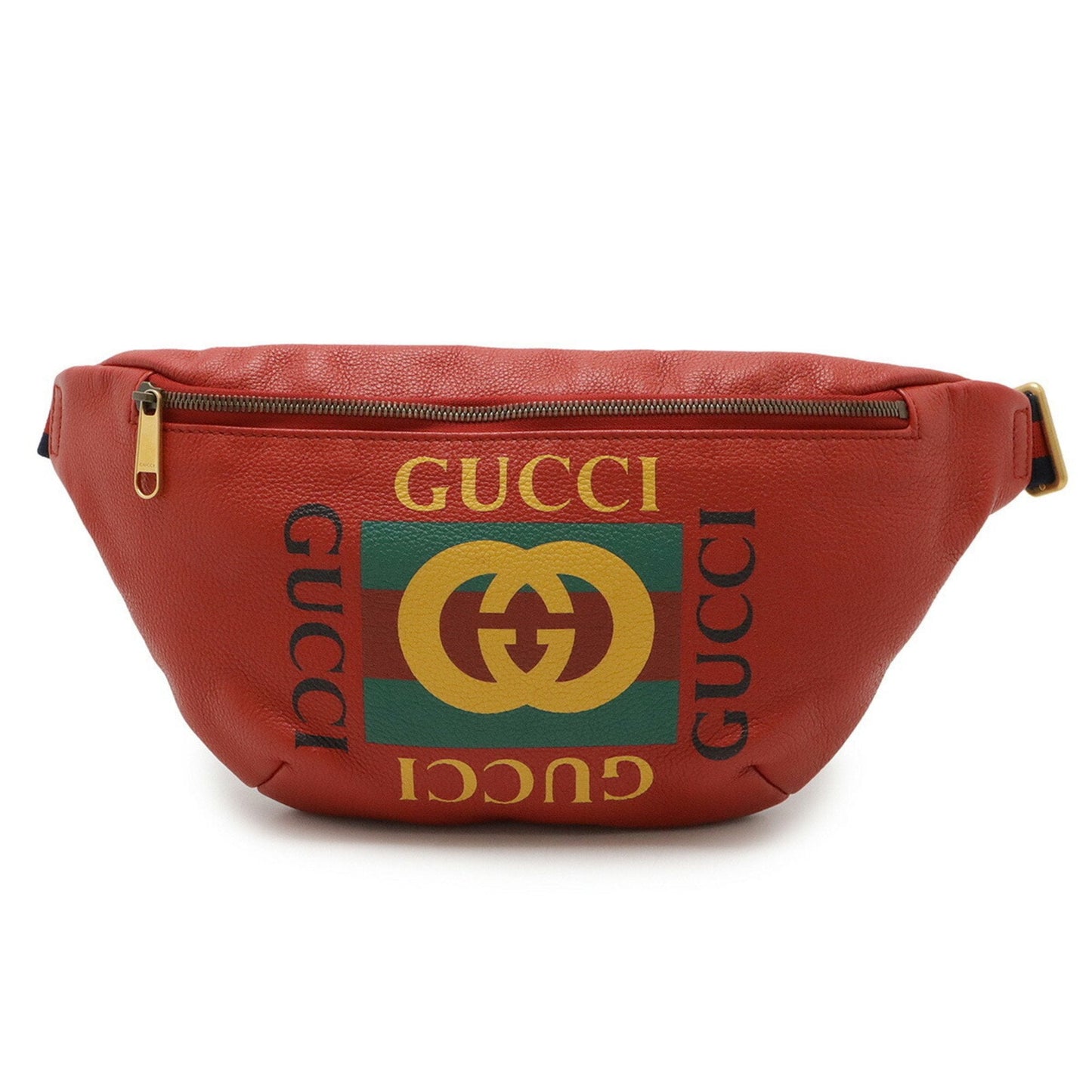 Gucci Green Red Color Yellow Leather Fanny Pack ( )
