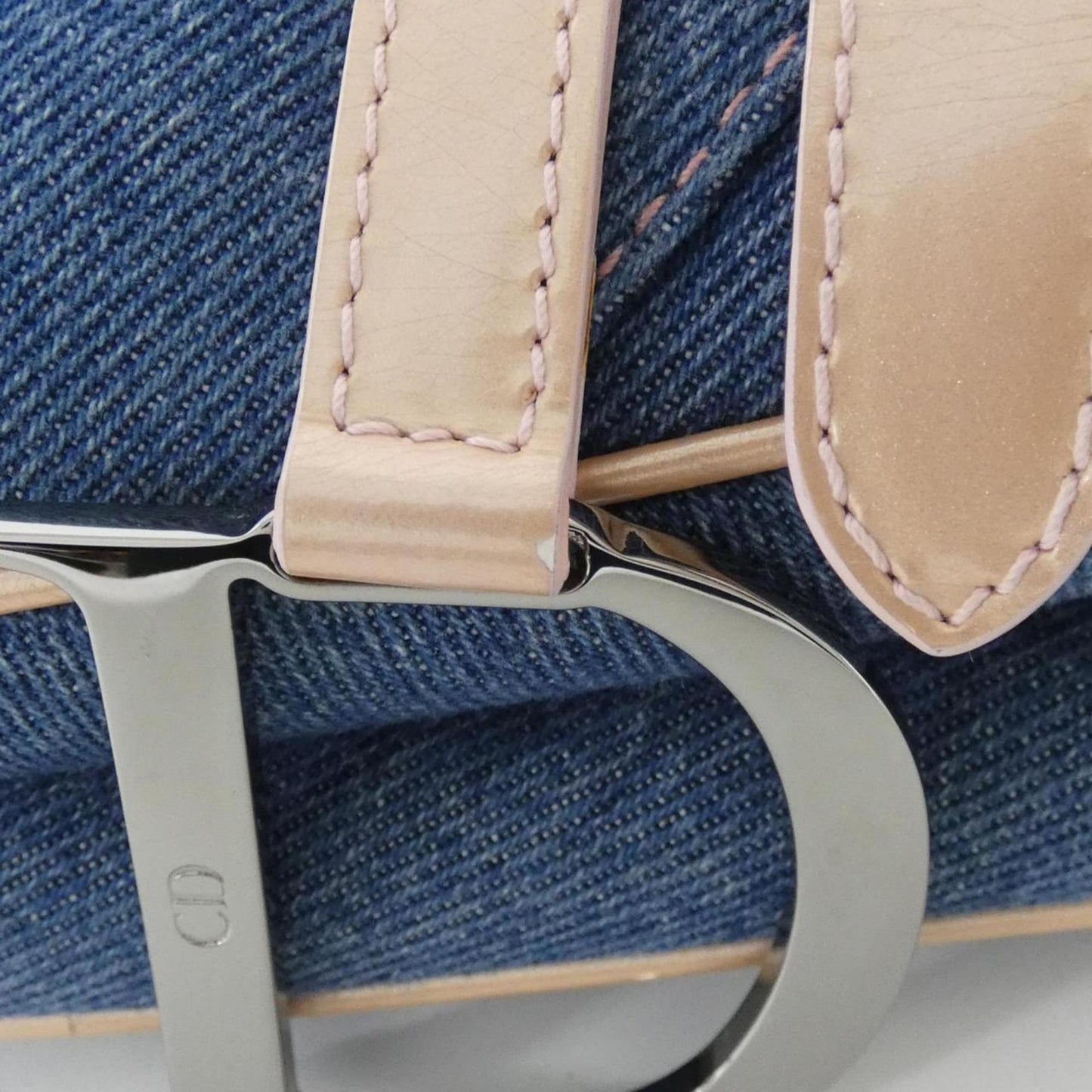 Christian Dior Blue Pink Denim Shoulder Bag ()