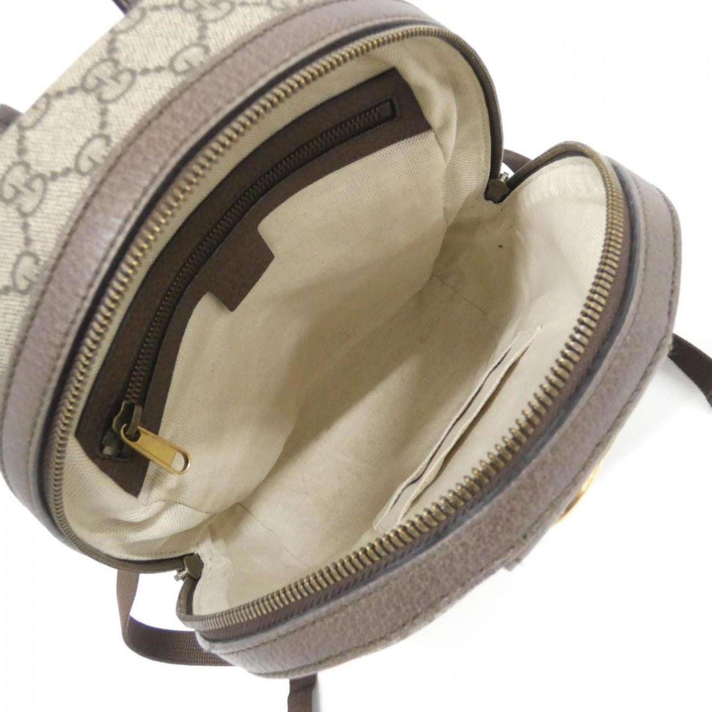 Gucci Beige Brown Gg Supreme Leather Backpack ( )