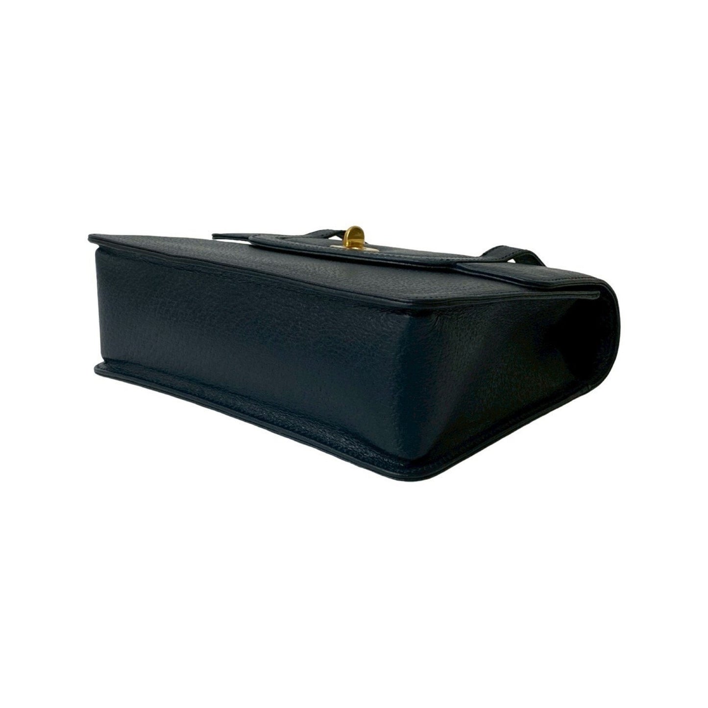 Gucci Navy Leather Bamboo Handbag Shoulder Bag ( )