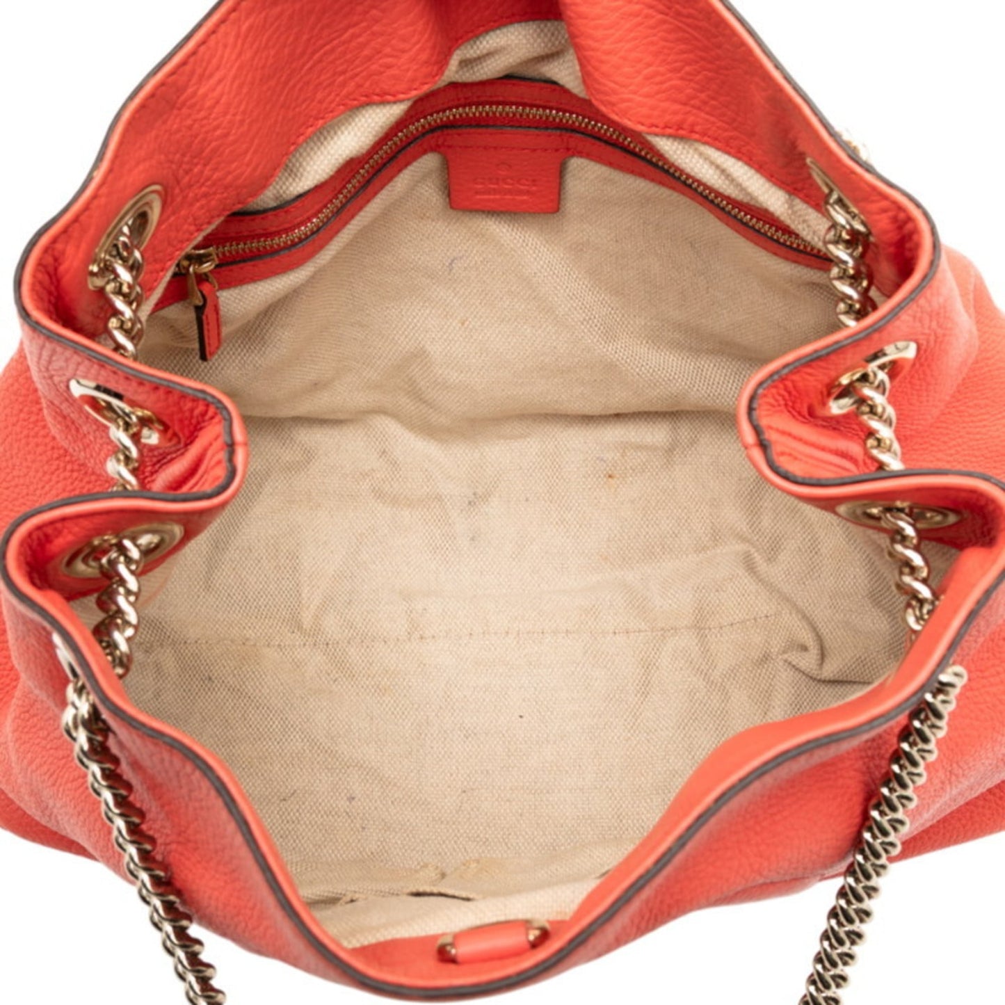 Gucci Orange Red Color Leather Handbag Shoulder Bag ( )