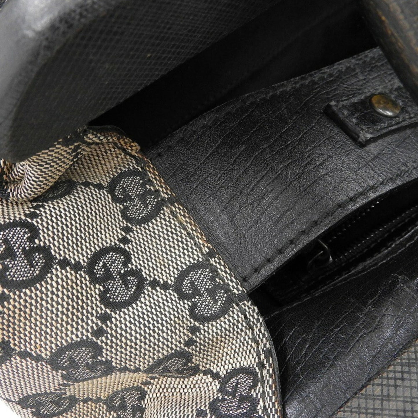 Gucci Gg Canvas Beige Black Brown Gg Canvas Handbag ( )