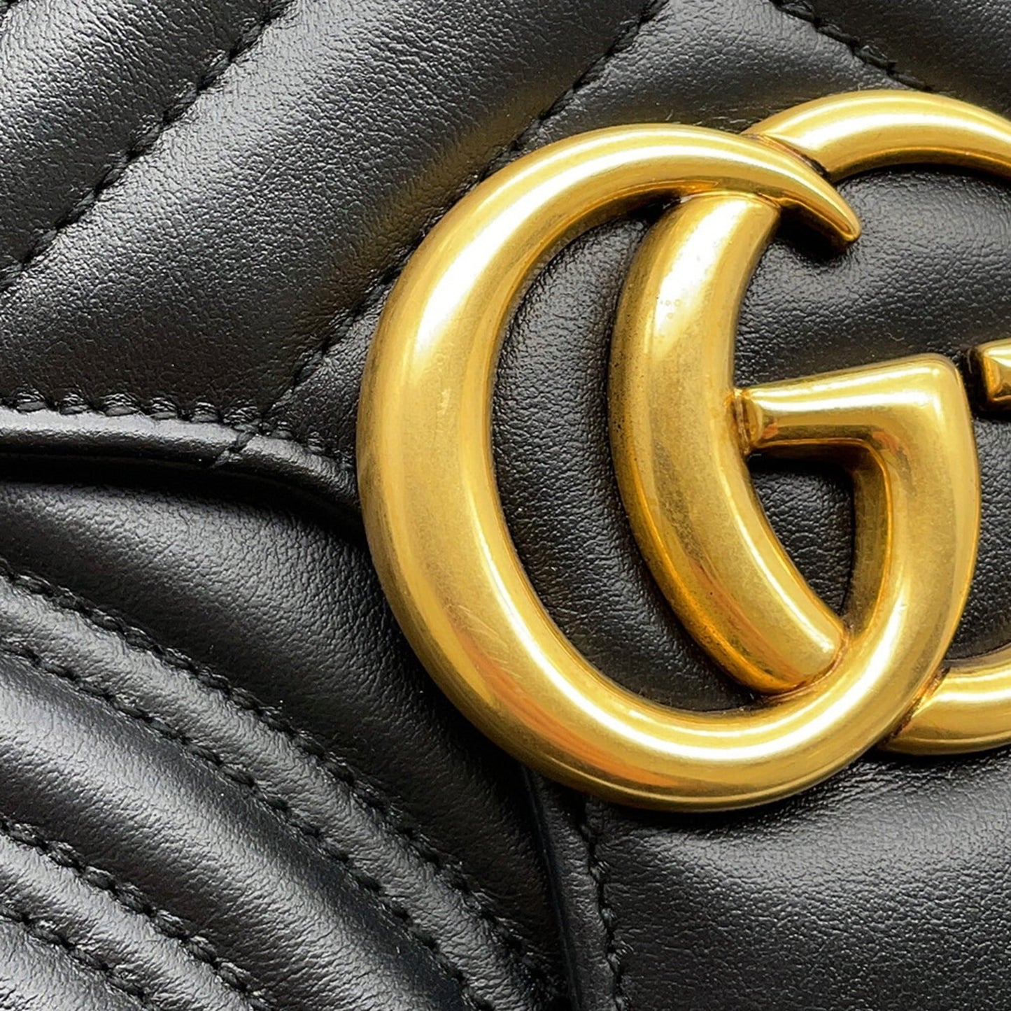 Gucci Gg Marmont Black Leather Handbag Shoulder Bag ( )
