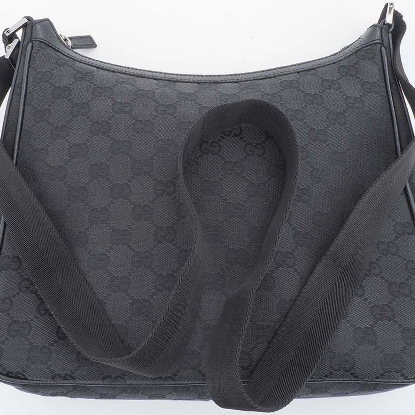 Gucci Gg Canvas Black Canvas Leather Shoulder Bag ( )