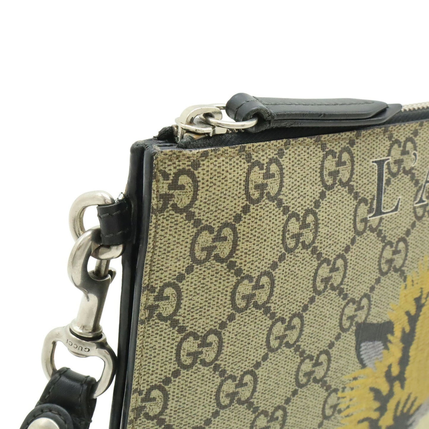 Gucci Beige Khaki Multi-Color Yellow Gg Supreme Clutch Bag ( )