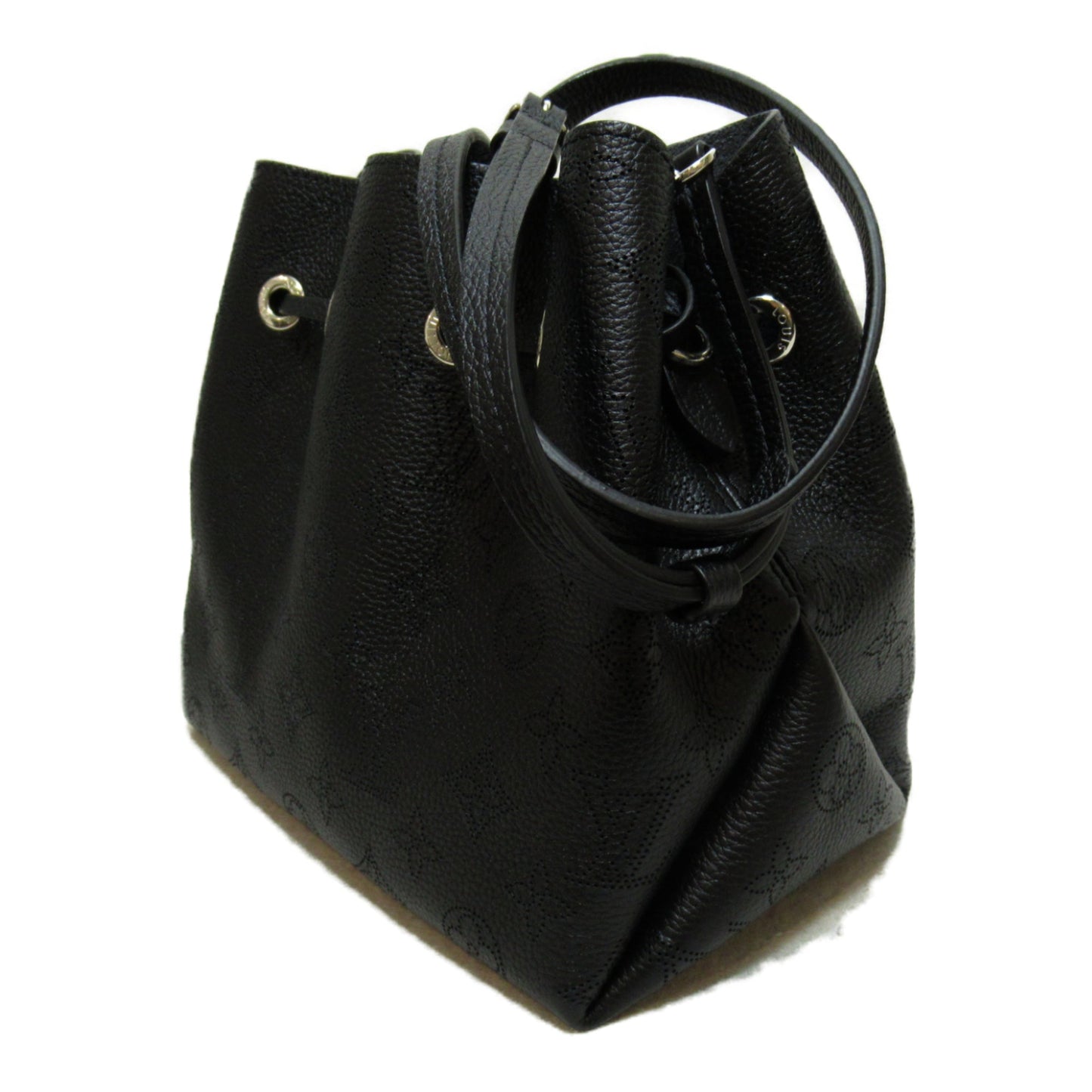 LOUIS VUITTON Bella Shoulder Bag Black Black Mahina leather