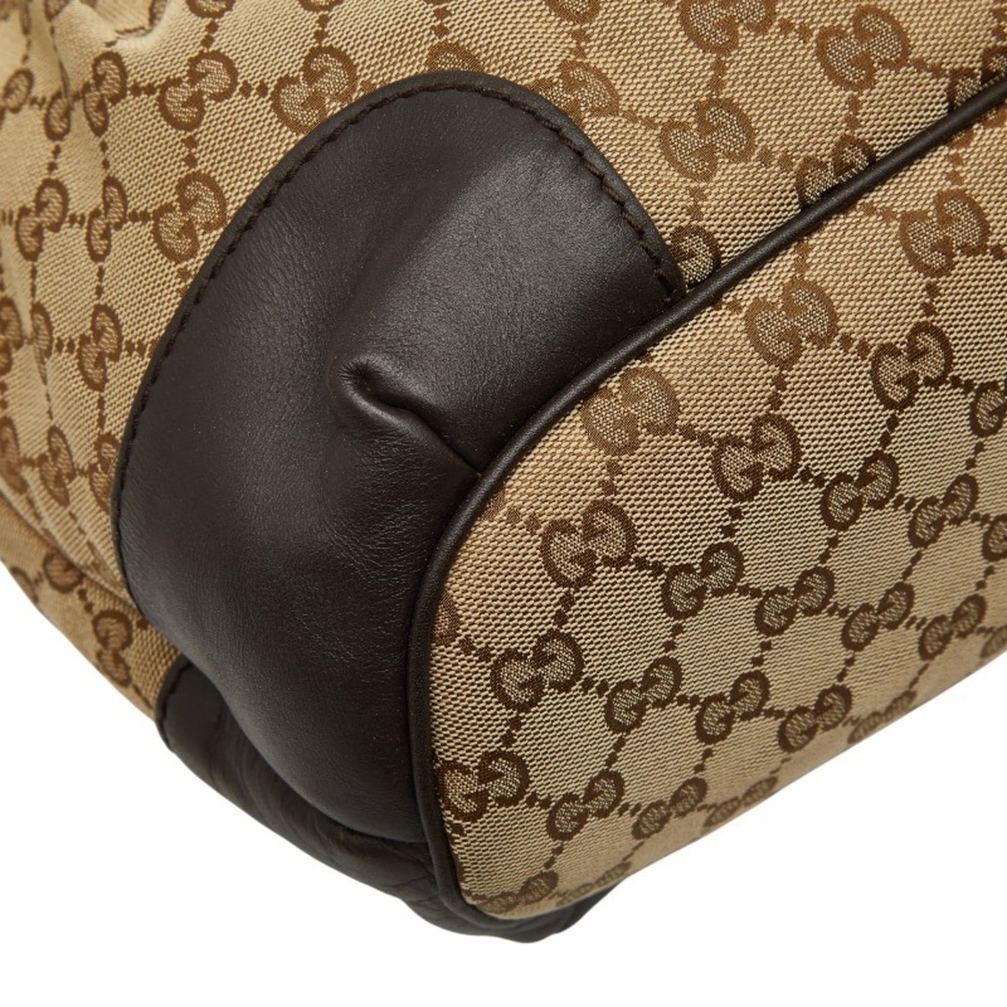Gucci Beige Brown Canvas Leather Handbag Shoulder Bag ( )