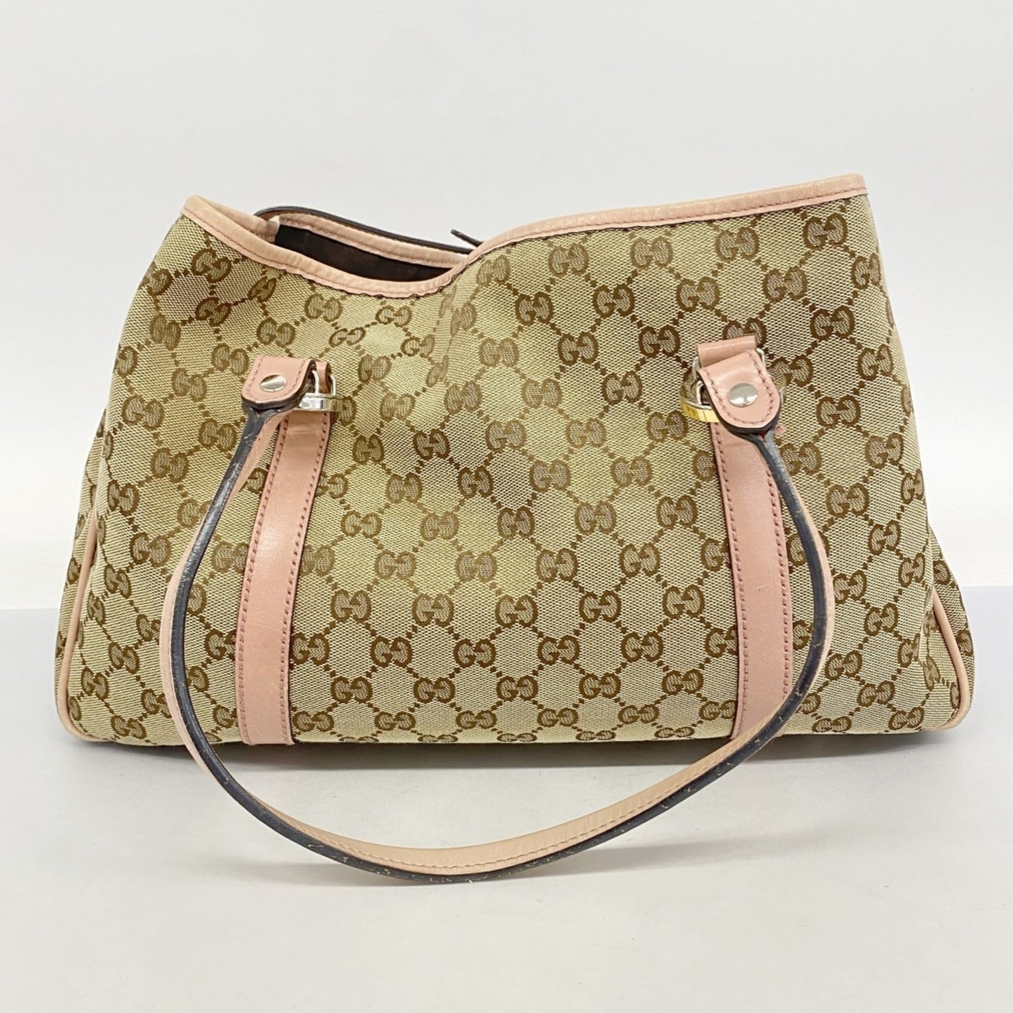 Gucci Beige Pink Canvas Tote Bag ( )