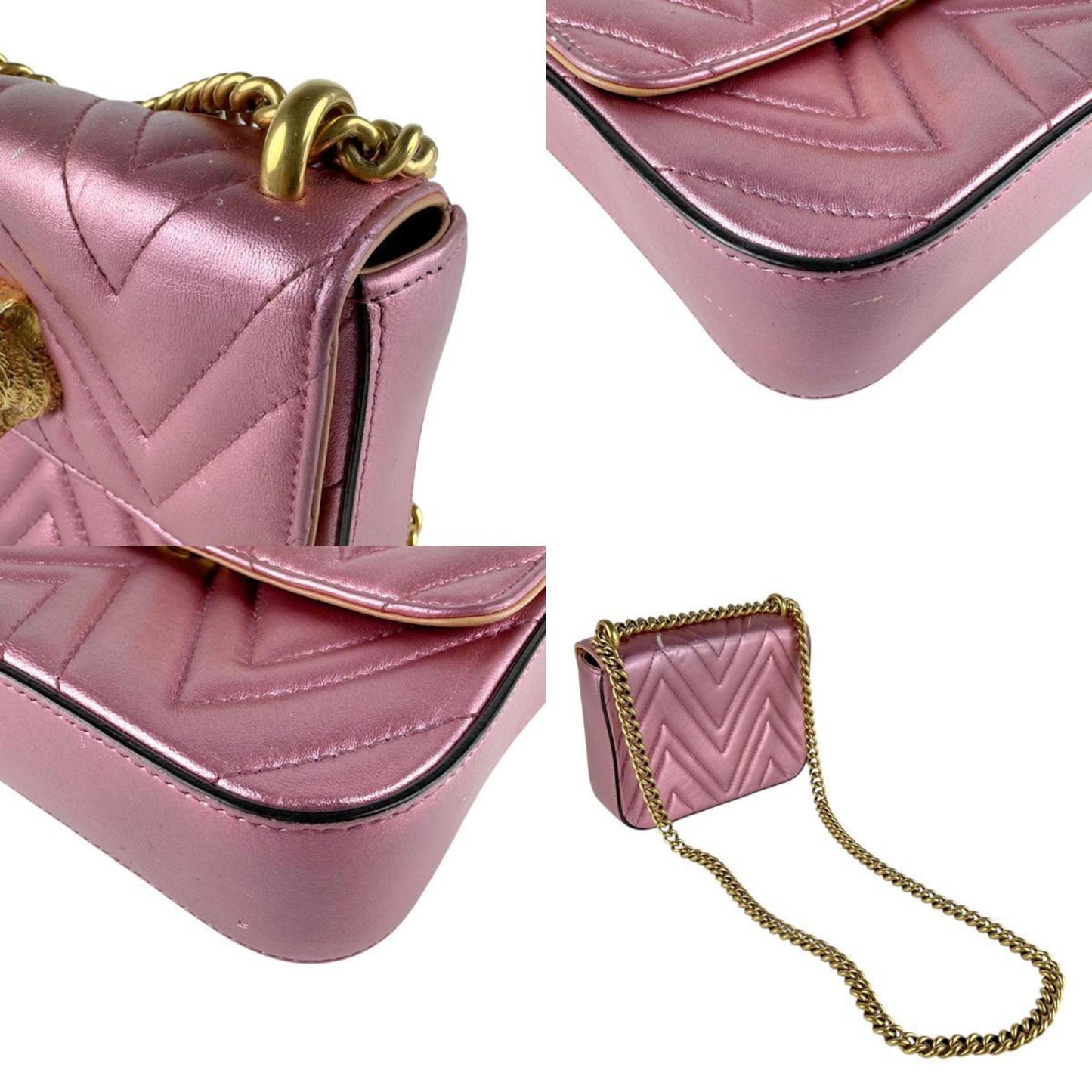 Gucci Metallic Pink Leather Shoulder Bag ( )