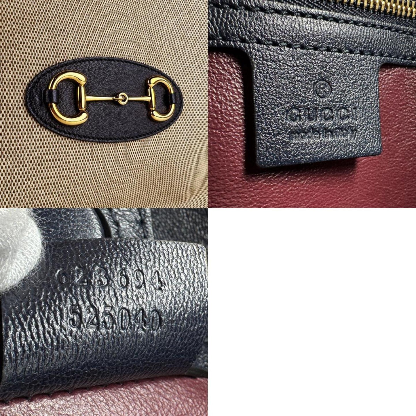 Gucci Navy Canvas Leather Shoulder Bag ( )