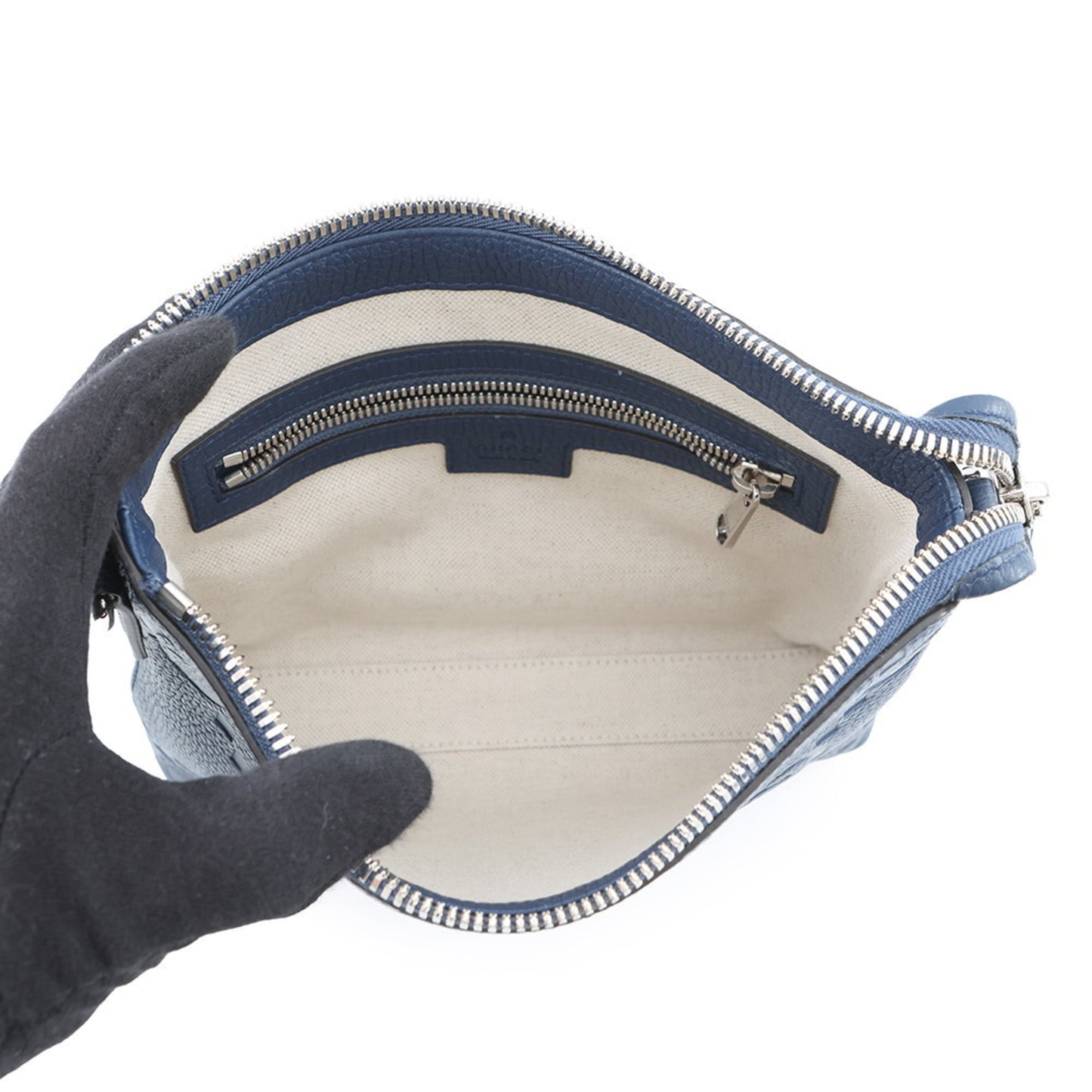 Gucci Navy Leather Clutch Bag Messenger Bag Shoulder Bag ( )