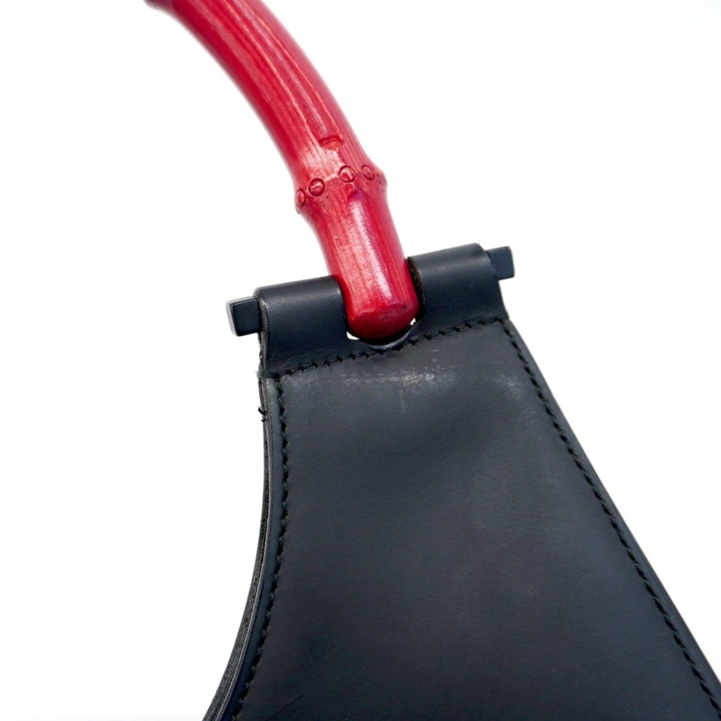 Gucci Black Red Color Leather Handbag ( )