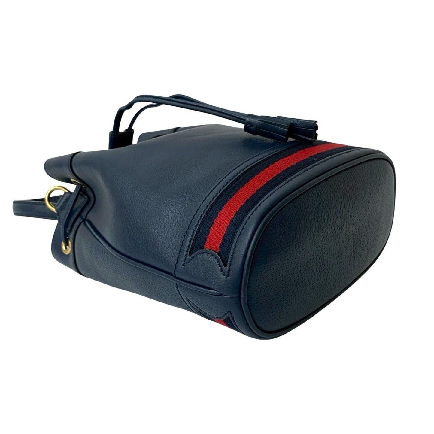 Gucci Navy Red Color Leather Shoulder Bag ( )