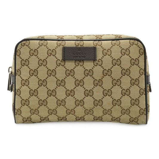 Gucci Gg Canvas Beige Dark Brown Gg Canvas Leather Pouch Sling Bag ( )
