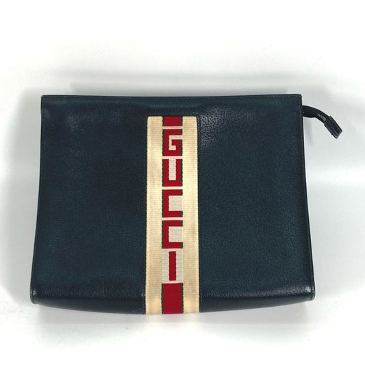 Gucci Black Leather Clutch Bag Pouch ( )