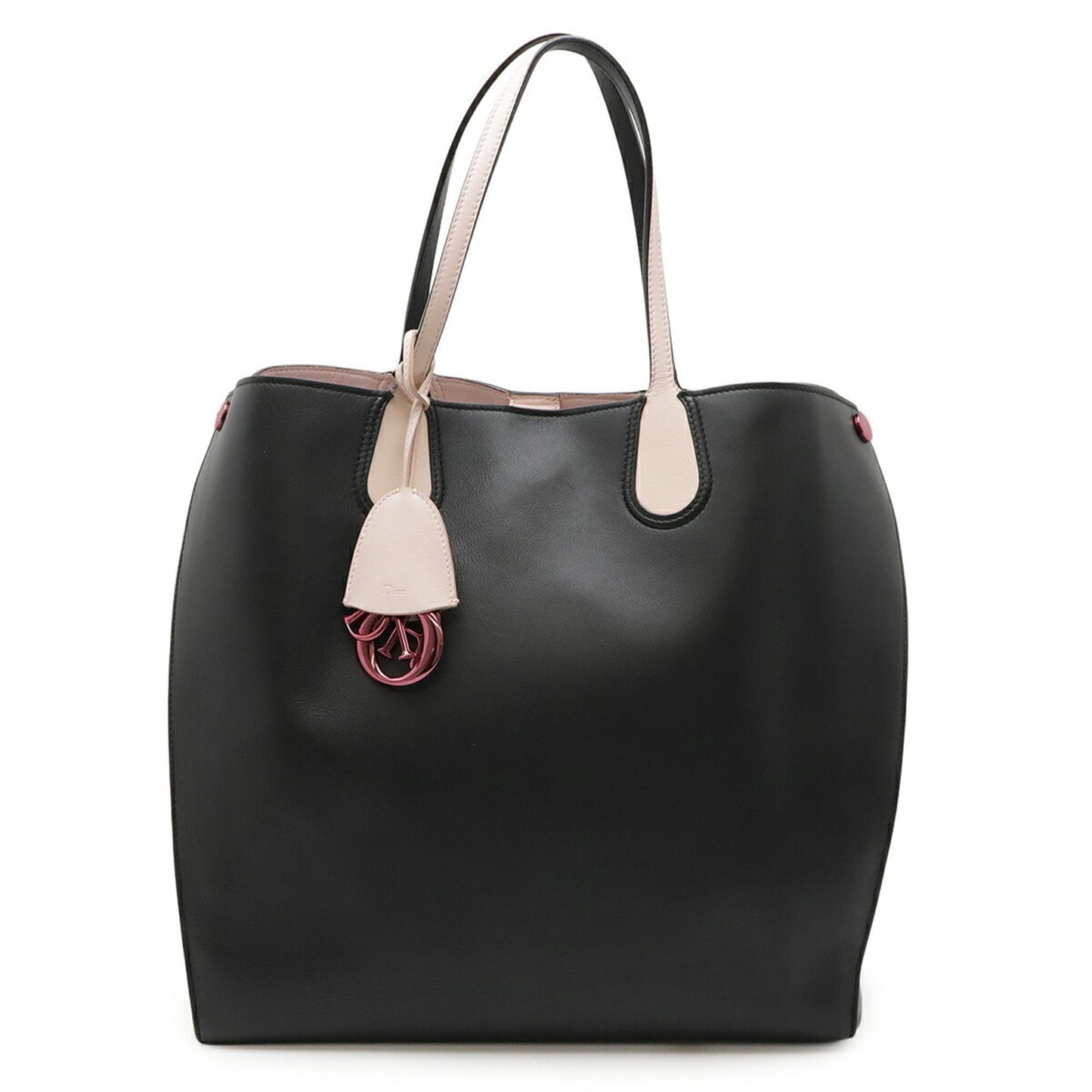 Christian Dior Black Pink Leather Tote Bag ()