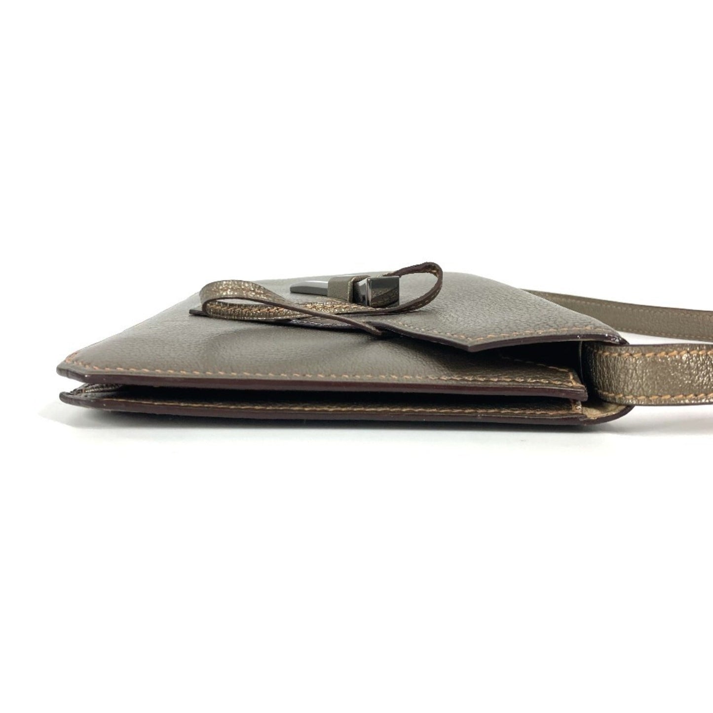 Hermes Gold Chevre Leather Handbag Pouch Shoulder Bag ( )