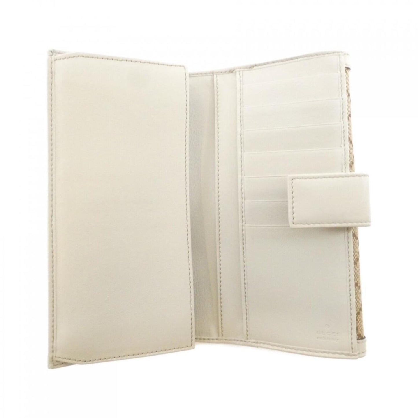 Gucci Beige White Gg Canvas Leather Long Wallet (Bi-Fold) ( )