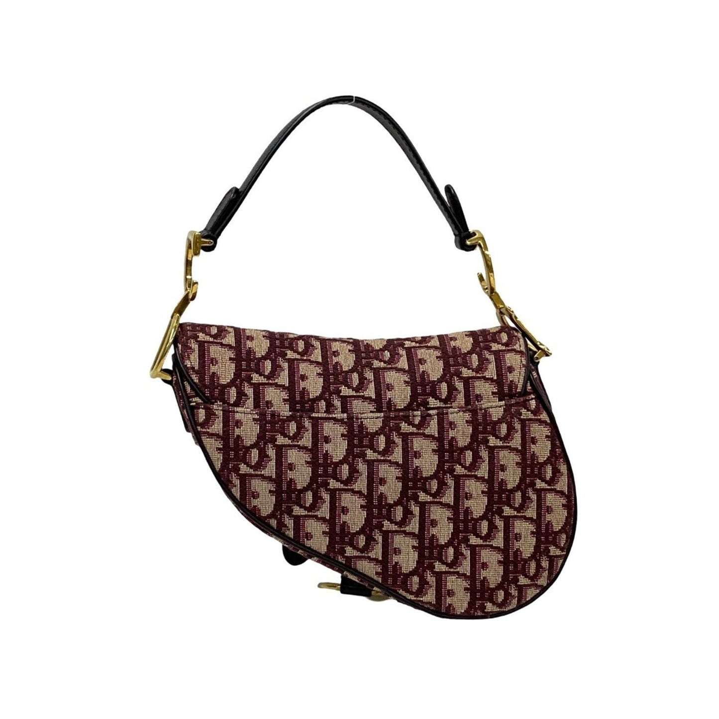 Christian Dior Red Color Leather Canvas Handbag Saddle Bag ()