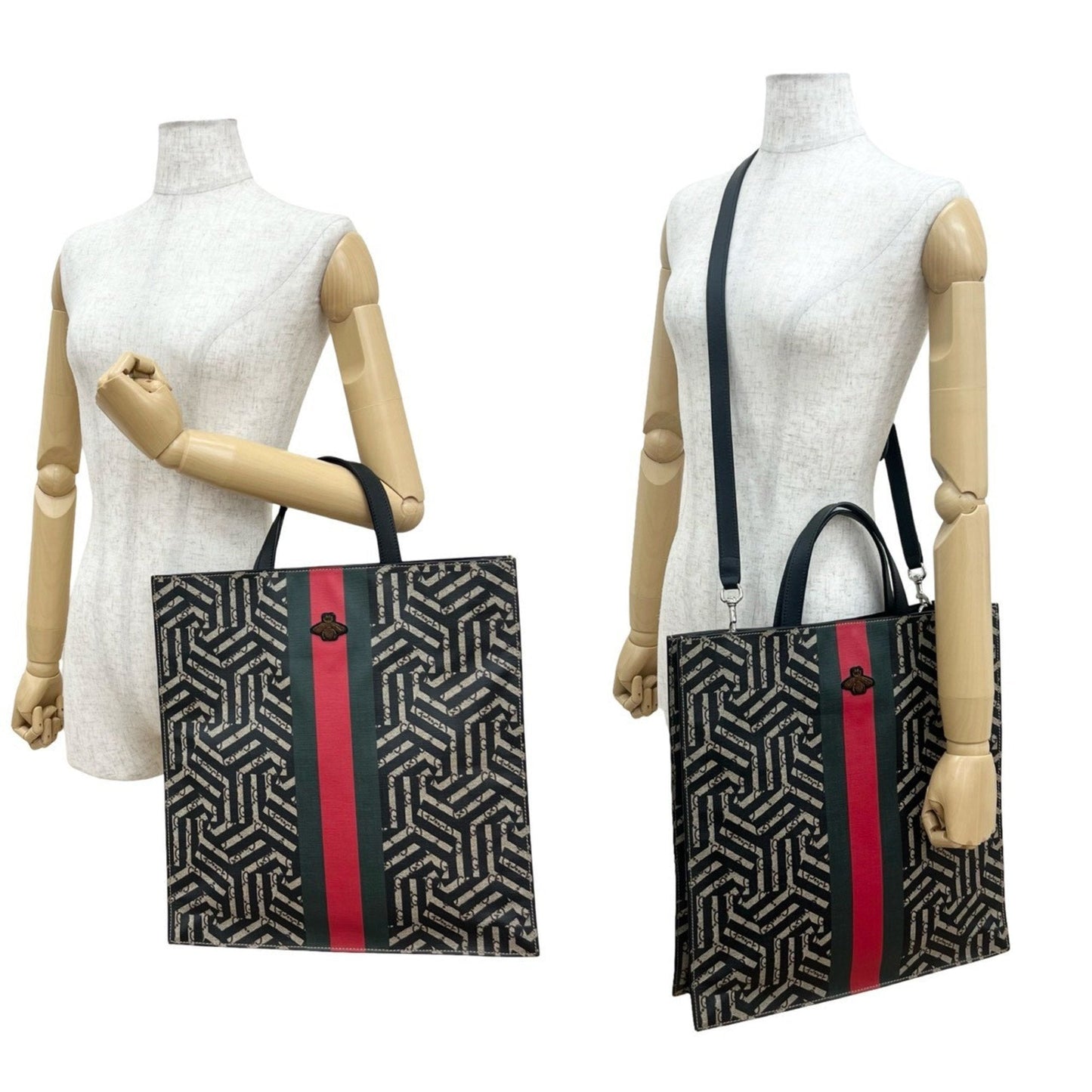Gucci Black Brown Green Red Color Pvc Leather Handbag Shoulder Bag Tote Bag ( )