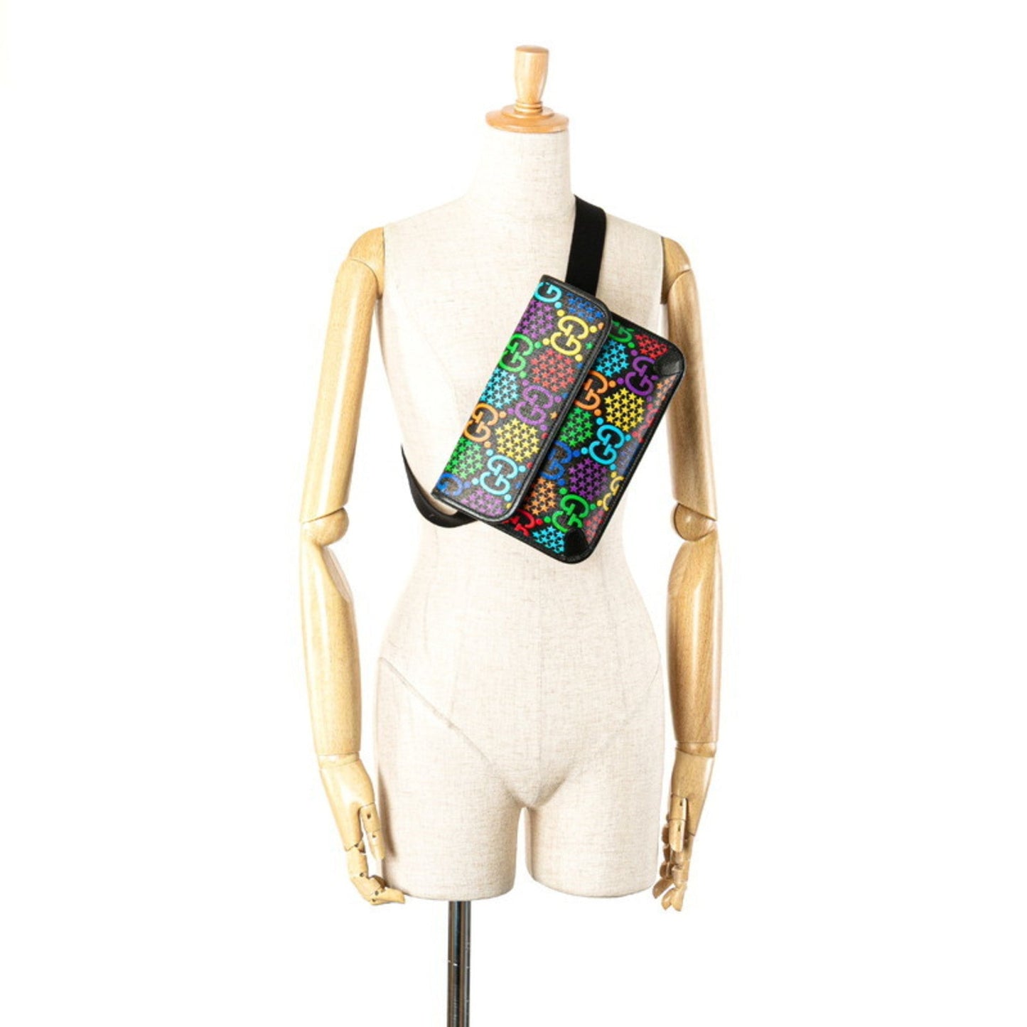 Gucci Black Multi-Color Leather Sling Bag ( )