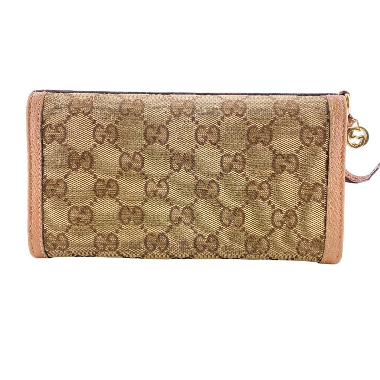 Gucci Beige Pink Canvas Leather Long Wallet (Bi-Fold) ( )