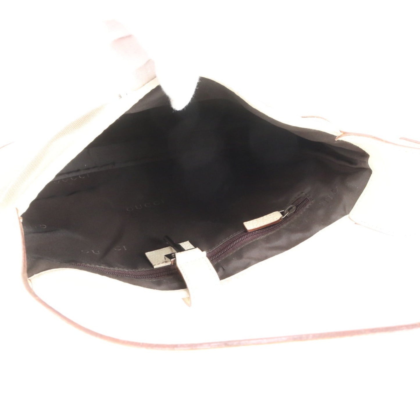 Gucci Beige Leather Canvas Shoulder Bag ( )