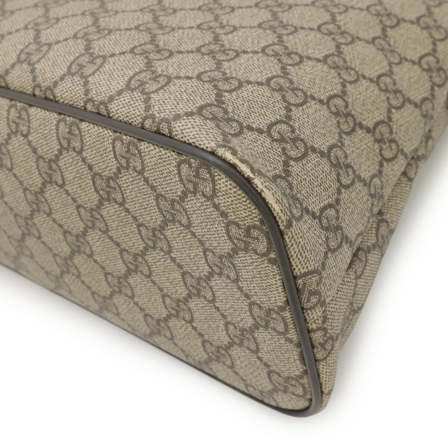 Gucci Beige Brown Dark Brown Gg Supreme Canvas Leather Handbag Shoulder Bag Tote Bag ( )