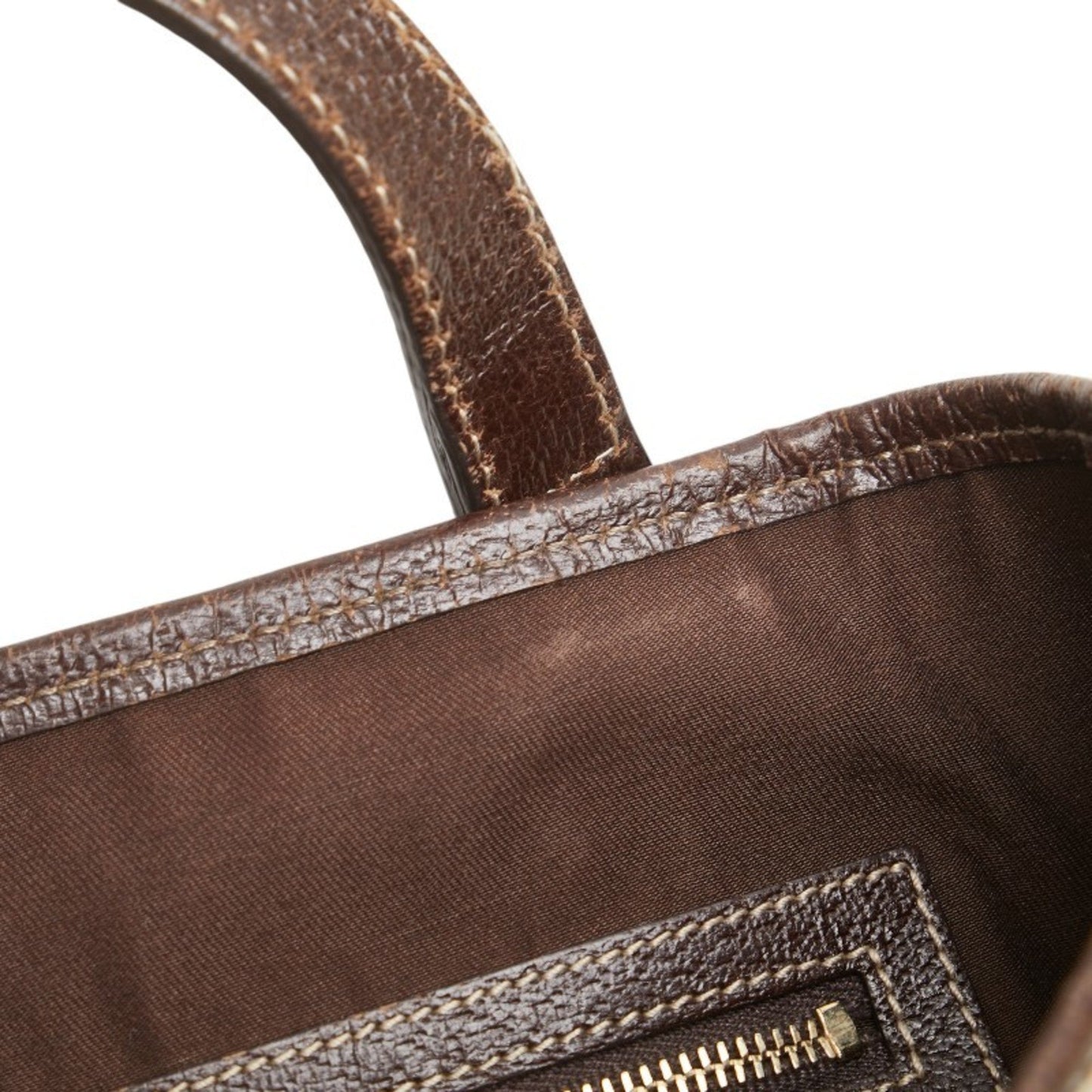 Gucci Gg Canvas Beige Brown Gg Canvas Leather Shoulder Bag Tote Bag ( )