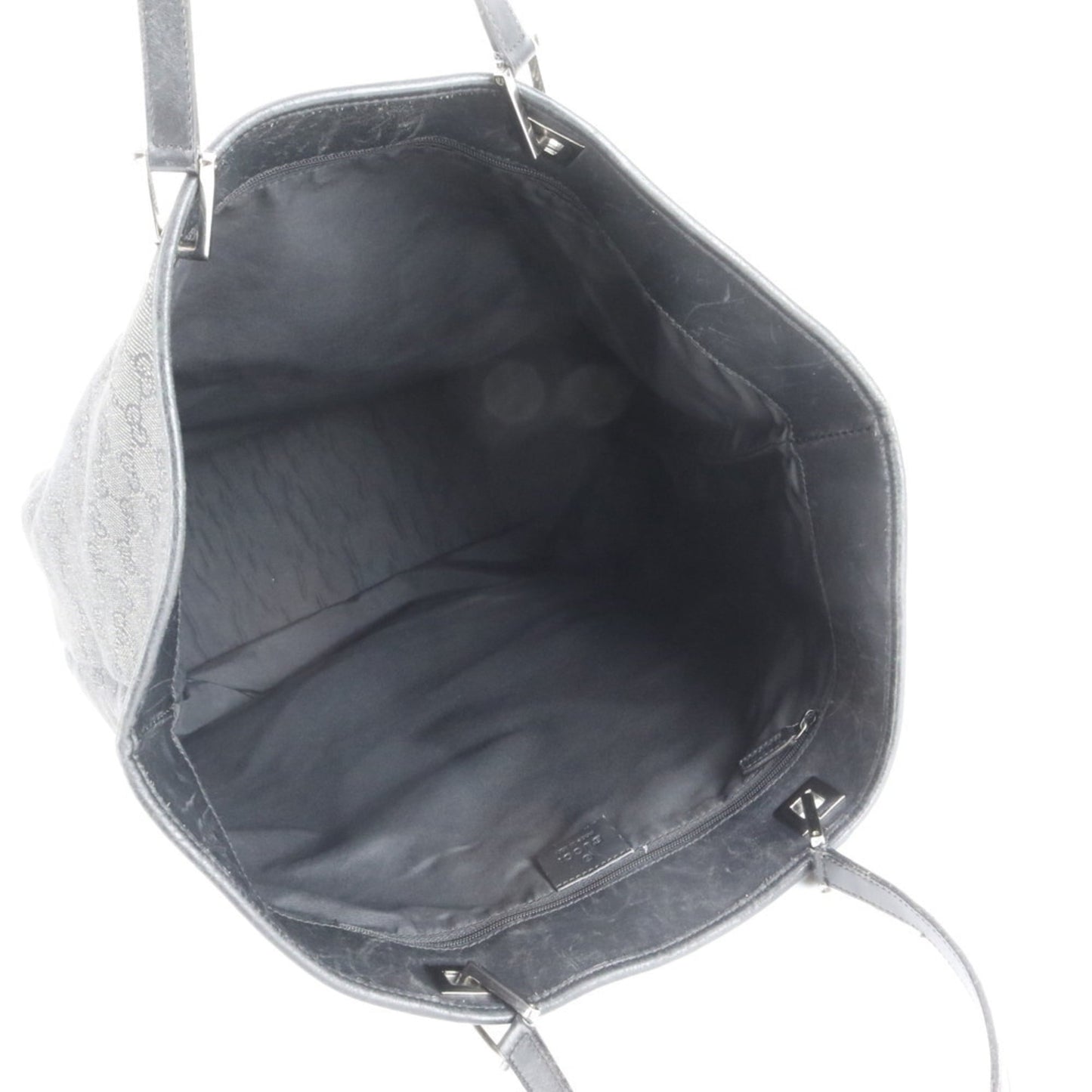 Gucci Black Leather Canvas Tote Bag ( )