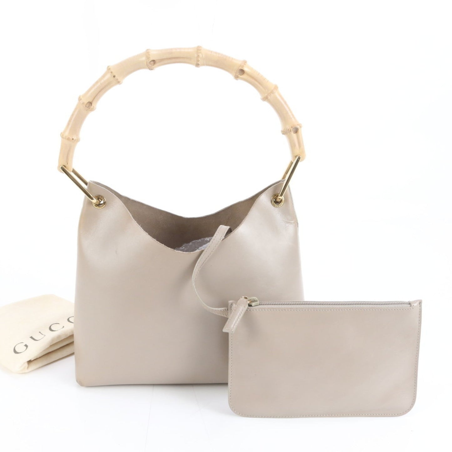 Gucci Grayish Leather Pouch Shoulder Bag ( )