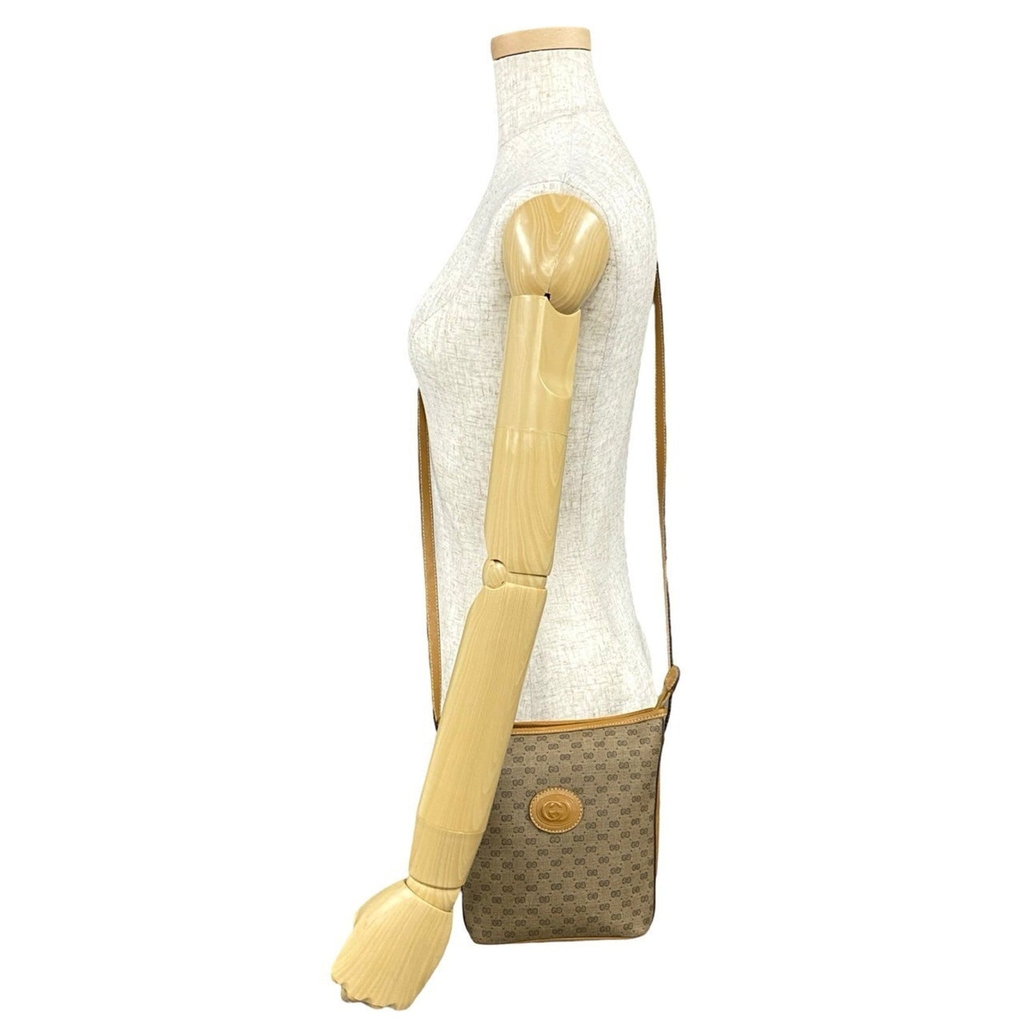 Gucci Brown Camel Leather Pvc Pochette Shoulder Bag ( )