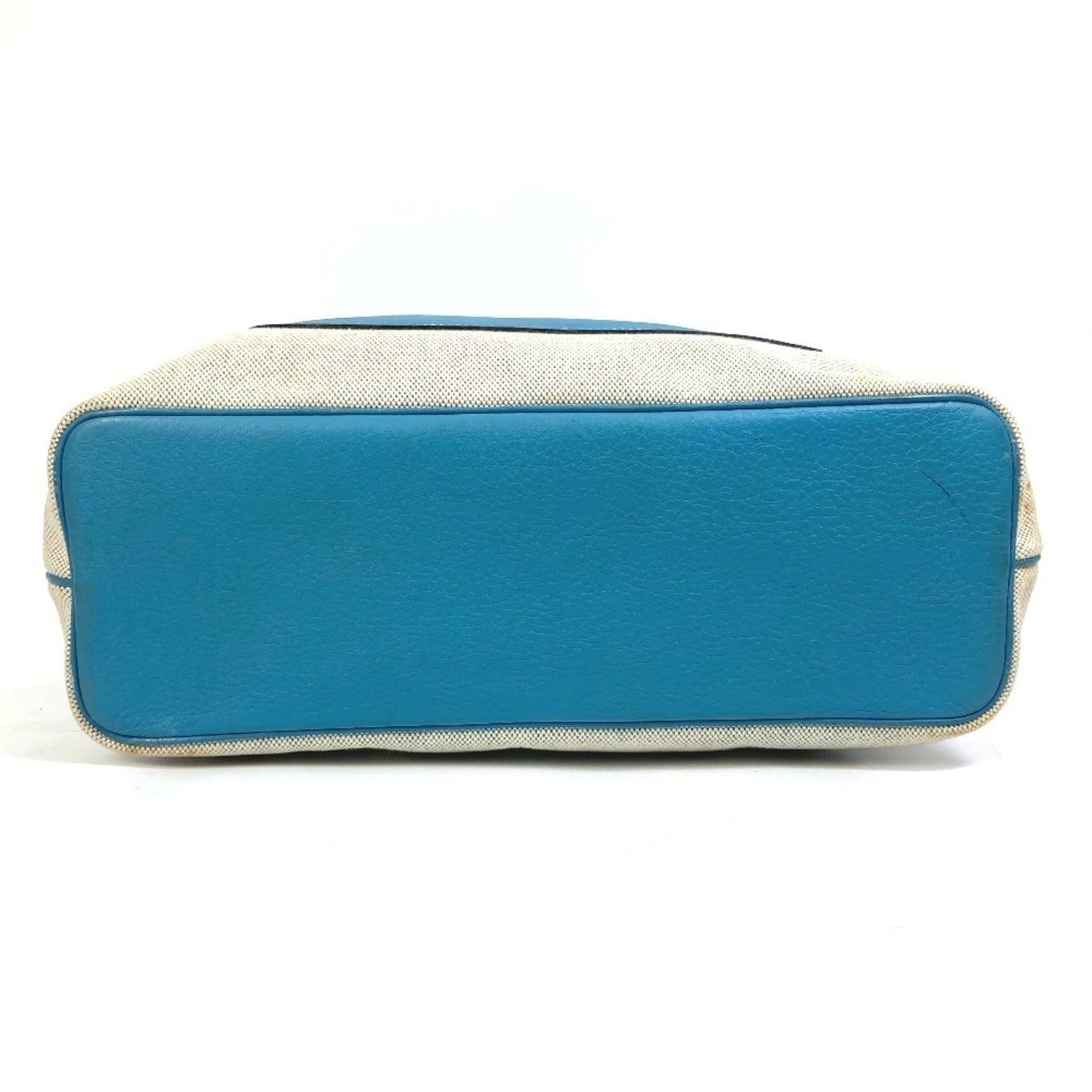Hermes Jardinier Blue Natural Toile H Taurillon Clemence Leather Shoulder Bag Tote Bag ( )