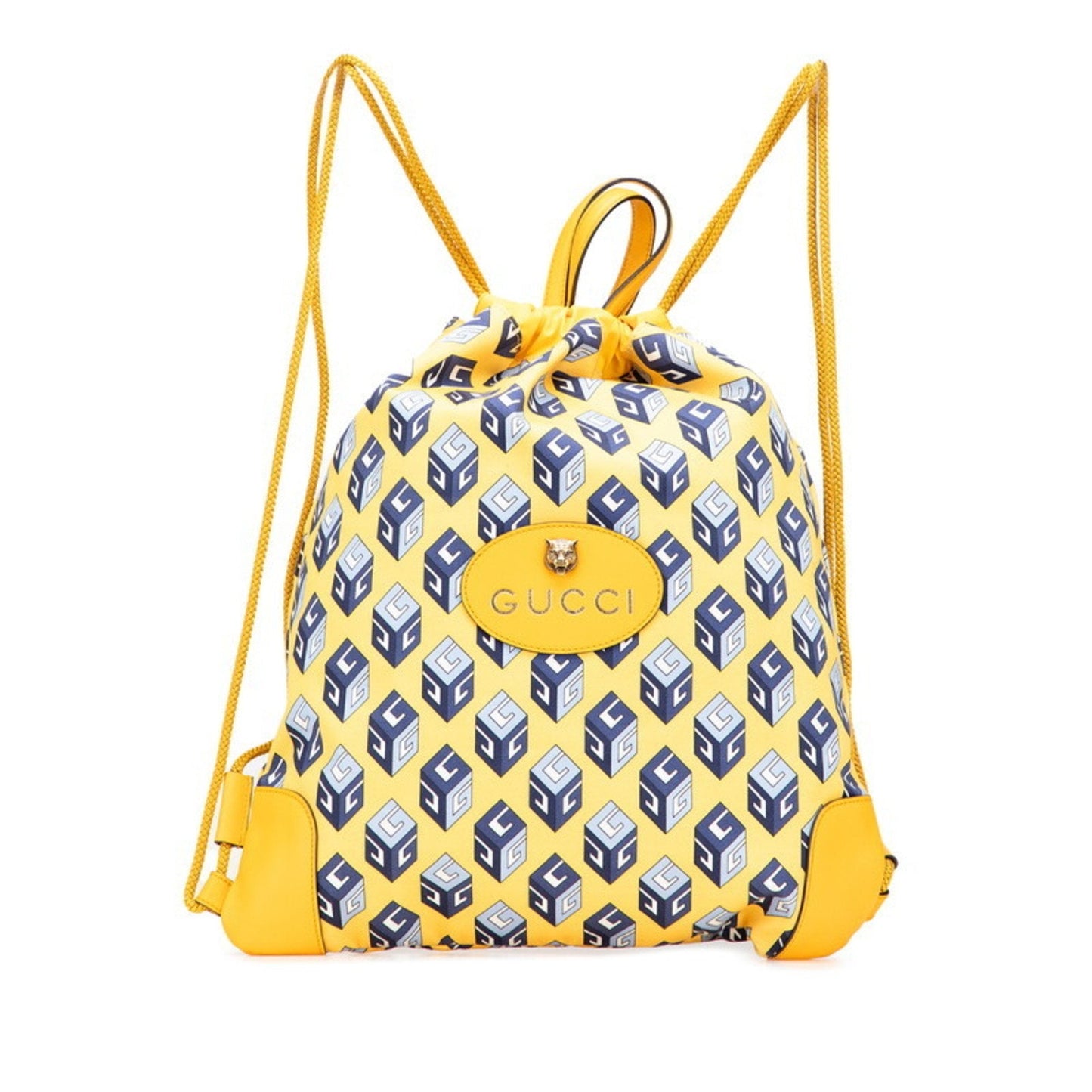 Gucci Blue Yellow Nylon Leather Backpack ( )
