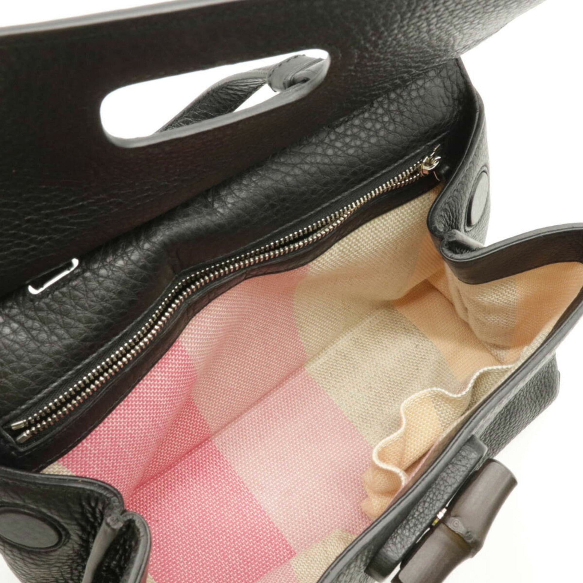 Gucci Bamboo Black Leather Shoulder Bag Style 6